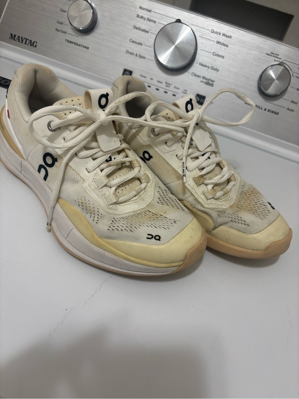 On Running Women's Athletic Shoes in Cream and Beige